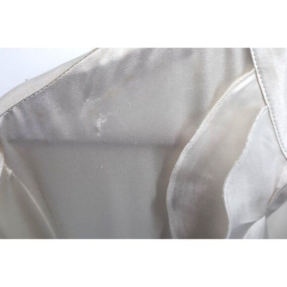 Dressbarn Womens Black White Satin Blouse Corset Ruffled Neck Whimsygoth Sz L - Picture 3 of 12